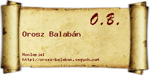 Orosz Balabán névjegykártya